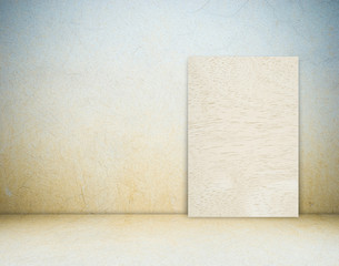 Blank wood board and cement wall, template.