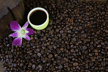 Background of the many big coffee beans