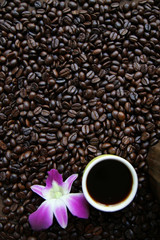 Background of the many big coffee beans