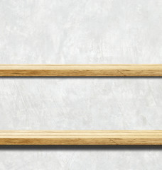 Wood shelves on cement wall
