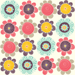 Cute seamless pattern with flowers.