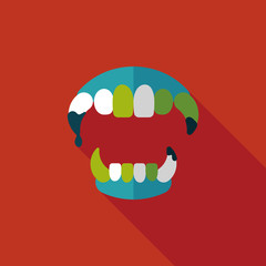 Halloween fangs flat icon with long shadow,eps10