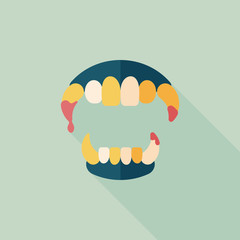 Halloween fangs flat icon with long shadow,eps10