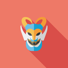 Halloween devil falt icon with long shadow,eps10