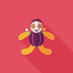 Halloween voodoo doll flat icon with long shadow,eps10