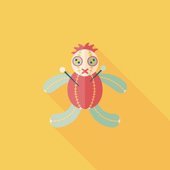 Halloween voodoo doll flat icon with long shadow,eps10