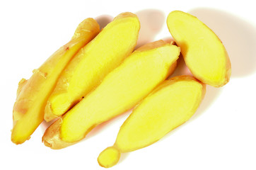 fresh ginger on a white background