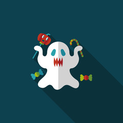 ghost flat icon with long shadow,eps10