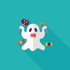 ghost flat icon with long shadow,eps10