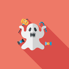 ghost flat icon with long shadow,eps10