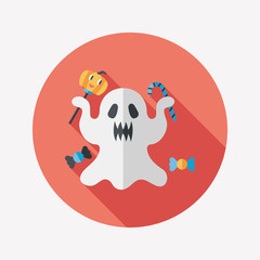 ghost flat icon with long shadow,eps10