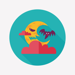 Halloween moon flat icon with long shadow,eps10