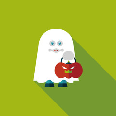 ghost flat icon with long shadow,eps10