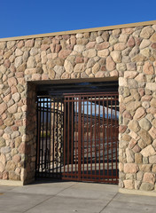 Brick wall and balustrade door