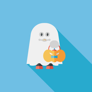 Ghost Flat Icon With Long Shadow,eps10