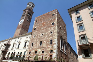 Italy, Veneto, Verona, Lamperti Tower and Palazzo della Ragione