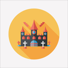 Obraz na płótnie Canvas Halloween castle flat icon with long shadow,eps10