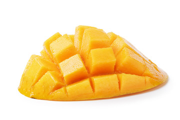 ripe yellow red mango slice