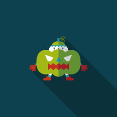 Pumpkin costume flat icon with long shadow,eps10