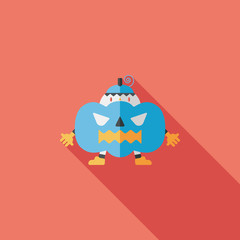 Pumpkin costume flat icon with long shadow,eps10