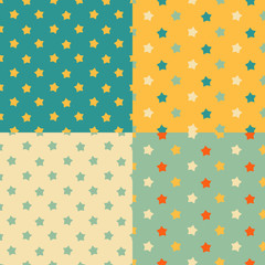 Stars seamless pattern. Vector set.