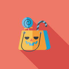 Halloween shopping bag flat icon with long shadow,eps10