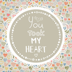 Decorative pattern with hearts and quote