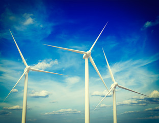 Wind generator turbines in sky