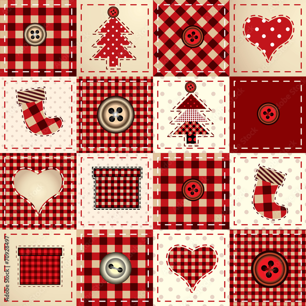 Poster seamless christmas background in patchwork style/