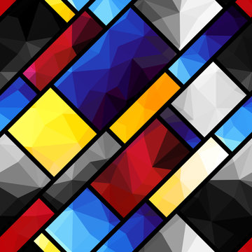 Geometric pattern in Mondrian's style