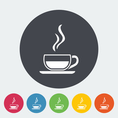 Cup of tea. Single flat icon on the button. Vector illustration.