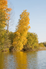 Осеняя пора на озере, северная Россия.