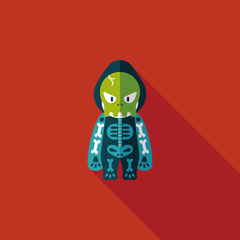 skeleton flat icon with long shadow,eps10