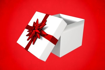 Composite image of white and red gift box
