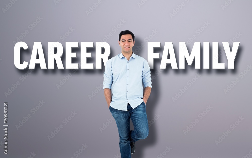 Poster composite image of smiling casual man standing