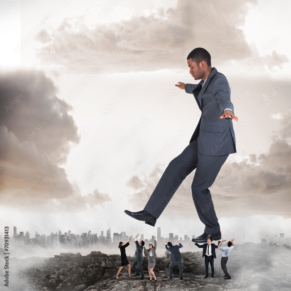 Aufkleber composite image of business team supporting boss
