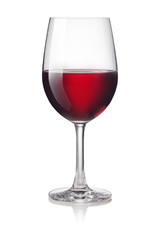Glass of red wine isolated on a white background