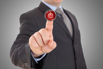 hand push red stop button