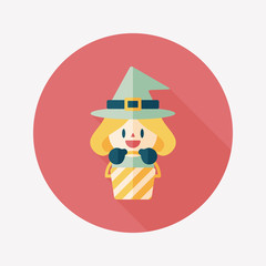 cute witch flat icon with long shadow,eps10