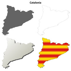 Obraz premium Catalonia blank detailed outline map set - Catalan version