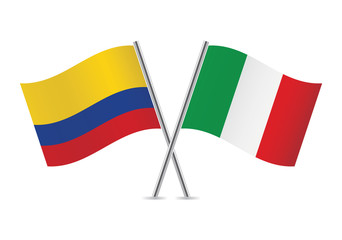 Italian and Colombian flags. Vector illustration.