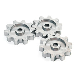 Three metal cog gears
