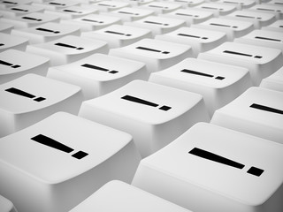 Exclamation marks on white computer keyboard