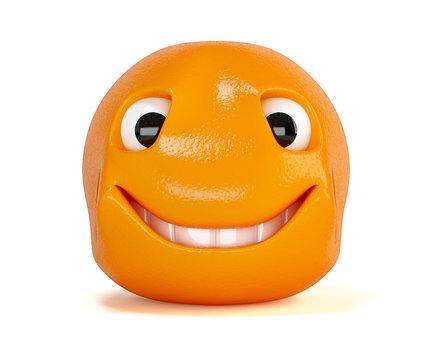Happy orange. Smiling fruit cartoon character