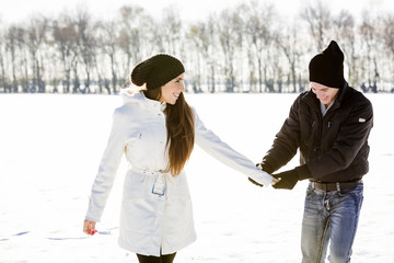 Romantic Couple Having Fun on Snow