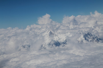 Fototapeta na wymiar mt.everest taken from the plane in nepal