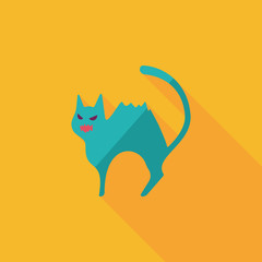 Evil cat flat icon with long shadow,eps10
