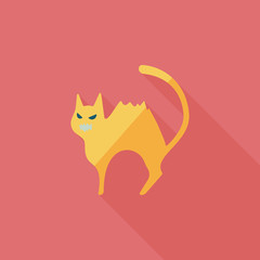 Evil cat flat icon with long shadow,eps10