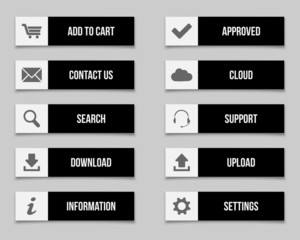 Flat black buttons