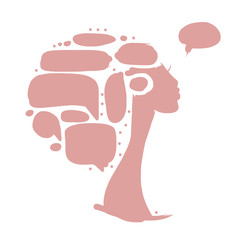 Female head with frames, infographic concept